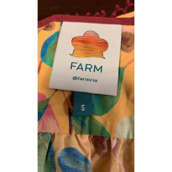 Farm Rio S Mini Cashew V-Neck Boho Casual Blouse Vibrant Lightweight Cotton - Picture 5 of 9